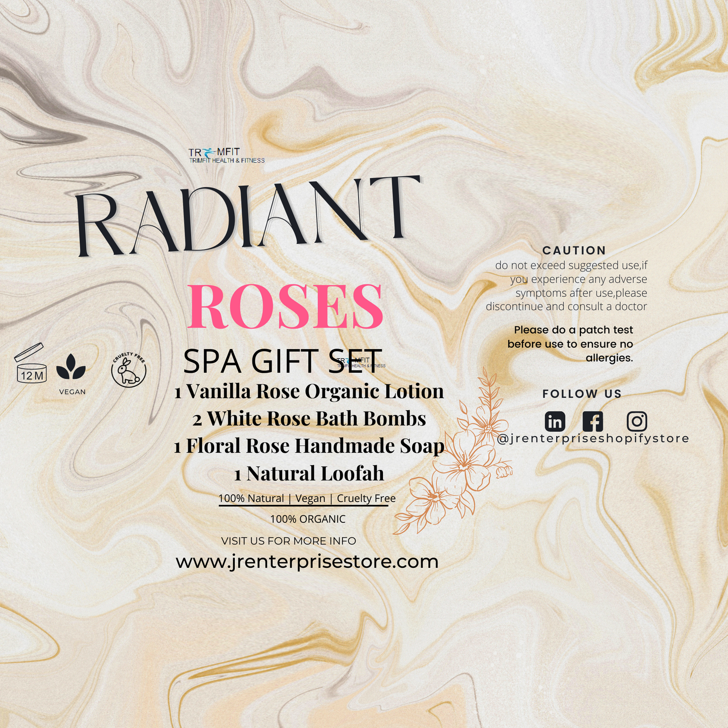 RADIANT ROSES SPA DAY ORGANIC GIFT SET