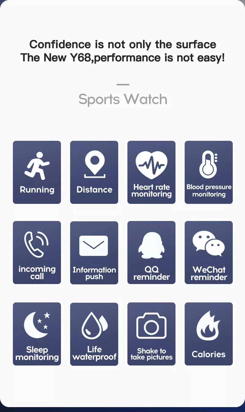 D20 PRO SMART WATCH Y68, BLUETOOTH FITNESS TRACKER, SPORTS WATCH, HEART RATE  BLOOD PRESSURE MONITOR SMART BRACELET FOR ANDROID AND iOS